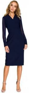 Style Jurk S136 Chiffon mouwloze schede jurk marine blauw