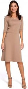 Style Jurk S153 Fit and flare v-hals jurk beige