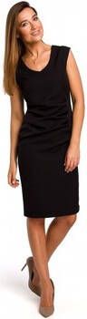 Style Jurk S174 Mouwloze jurk met geplooide voorkant zwart