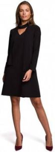 Style Jurk S233 Shift jurk met chiffon sjaal zwart