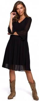 Style Jurk S236 Effen chiffon jurk zwart