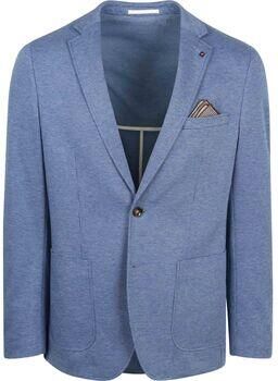 Suitable Blazer Colbert Face Print Jeans Blauw