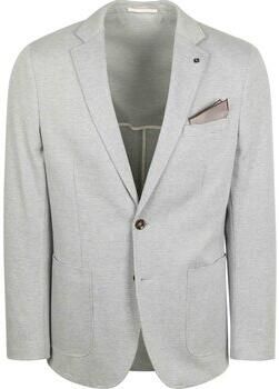 Suitable Blazer Colbert Face Print Mist Grijs