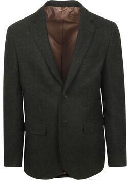 Suitable Blazer Colbert Herringbone Merinowol Donkergroen