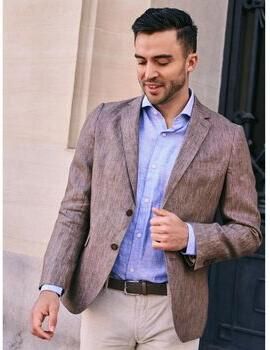 Suitable Blazer Linen Twill Bruin