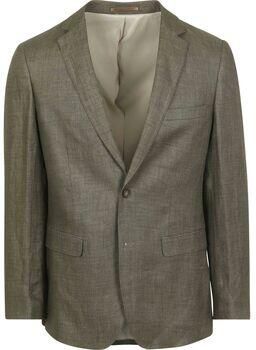 Suitable Blazer Linnen Panama Olijfgroen