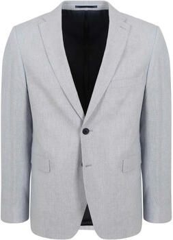 Suitable Blazer Linnen Streep Lichtblauw
