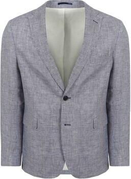 Suitable Blazer Pepita Linnen Blauw