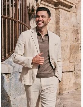 Suitable Blazer Washed Linen Suit Ecru
