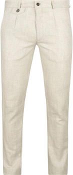 Suitable Broek Chino Linen Blend Ruiten Beige