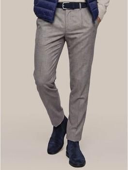 Suitable Broek Chino Pico Pleat Check Sand