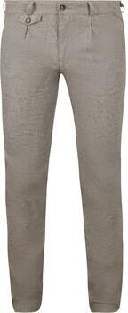 Suitable Broek Chino Pico Pleat Flanel Print Beige