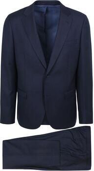 Suitable Kostuum Birds Eye Wol Donkerblauw