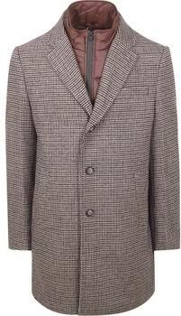 Suitable Mantel Coat Wol Pepita Beige Camel