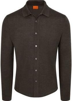 Suitable Overhemd Lange Mouw Cardigan Shirt Merino Bruin