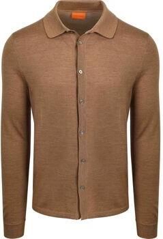 Suitable Overhemd Lange Mouw Cardigan Shirt Merino Camel