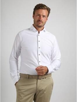 Suitable Overhemd Lange Mouw Herringbone Overhemd Wit