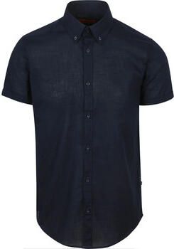 Suitable Overhemd Lange Mouw Korte Mouwen Overhemd Cotton Slub Navy