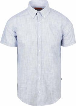 Suitable Overhemd Lange Mouw Korte Mouwen Overhemd Cotton Slub Streep Blauw