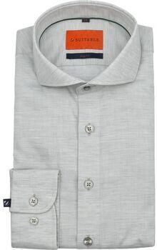 Suitable Overhemd Lange Mouw Melange Overhemd Lichtgroen