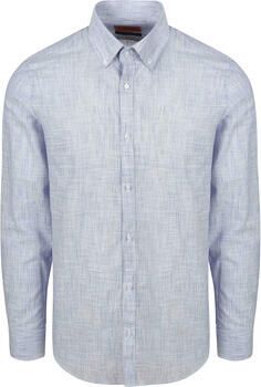 Suitable Overhemd Lange Mouw Overhemd Cotton Slub Streep Blauw