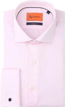 Suitable Overhemd Lange Mouw Overhemd Dubbel Manchet Roze