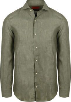 Suitable Overhemd Lange Mouw Overhemd Linnen Groen