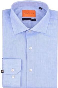 Suitable Overhemd Lange Mouw Overhemd Linnen Lichtblauw