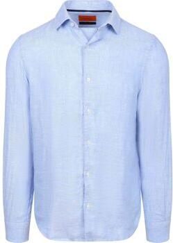 Suitable Overhemd Lange Mouw Overhemd Linnen Mid Blue