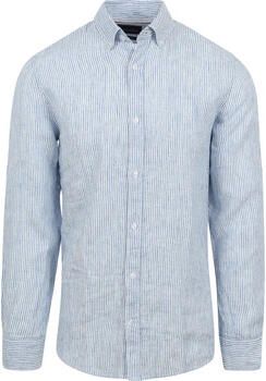 Suitable Overhemd Lange Mouw Overhemd Linnen Streep Lichtblauw