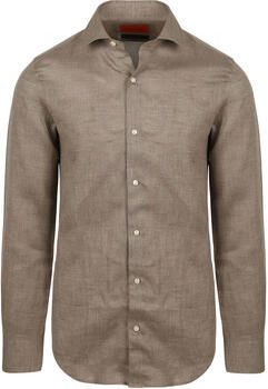 Suitable Overhemd Lange Mouw Overhemd Linnen Taupe