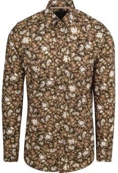 Suitable Overhemd Lange Mouw Overhemd Paisley Groen Beige