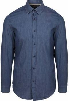 Suitable Overhemd Lange Mouw Overhemd Washed Donkerblauw