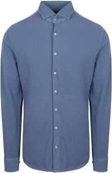 Suitable Overhemd Lange Mouw Piqué Overhemd Jeans Blauw