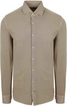 Suitable Overhemd Lange Mouw Piqué Overhemd Taupe