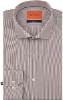 Suitable Overhemd Lange Mouw Twill Overhemd Extra Lange Mouw Streep Bruin