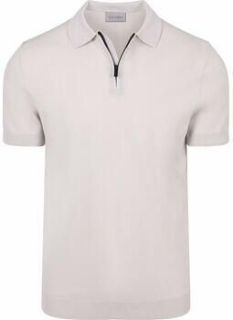 Suitable Polo Shirt Korte Mouw Knitted Half Zip Polo Dan Ecru