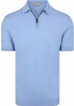 Suitable Polo Shirt Korte Mouw Knitted Half Zip Polo Dan Lichtblauw