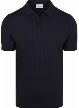 Suitable Polo Shirt Korte Mouw Knitted Half Zip Polo Dan Navy