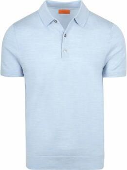 Suitable Polo Shirt Korte Mouw Polo Merinowol Lichtblauw