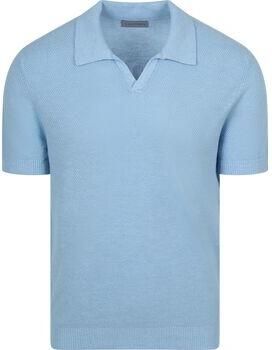 Suitable Polo Shirt Korte Mouw Polo Riva Bean Linen Cotton Lichtblauw