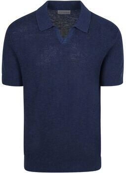 Suitable Polo Shirt Korte Mouw Polo Riva Bean Linen Cotton Navy