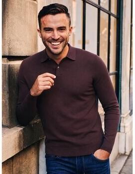 Suitable Polo Shirt Lange Mouw Compact Cotton Poloshirt Bordeaux