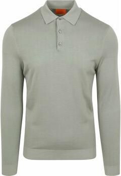 Suitable Polo Shirt Lange Mouw Compact Cotton Poloshirt Lichtgroen
