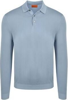 Suitable Polo Shirt Lange Mouw Compact Cotton Poloshirt Staal Blauw