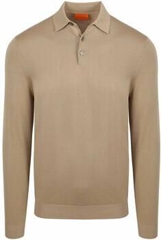 Suitable Polo Shirt Lange Mouw Compact Cotton Poloshirt Taupe