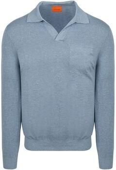 Suitable Polo Shirt Lange Mouw Longsleeve Knitted Poloshirt Riva Pocket Lichtblauw