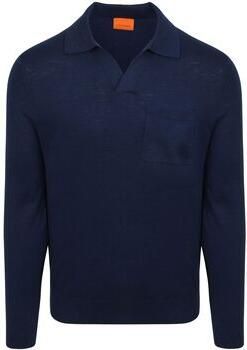 Suitable Polo Shirt Lange Mouw Longsleeve Knitted Poloshirt Riva Pocket Navy
