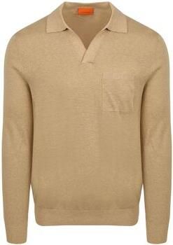 Suitable Polo Shirt Lange Mouw Longsleeve Knitted Poloshirt Riva Pocket Sand