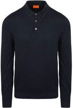 Suitable Polo Shirt Lange Mouw Longsleeve Poloshirt Flat Knit Navy
